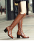 Embossed Lace-Up Tall Boots